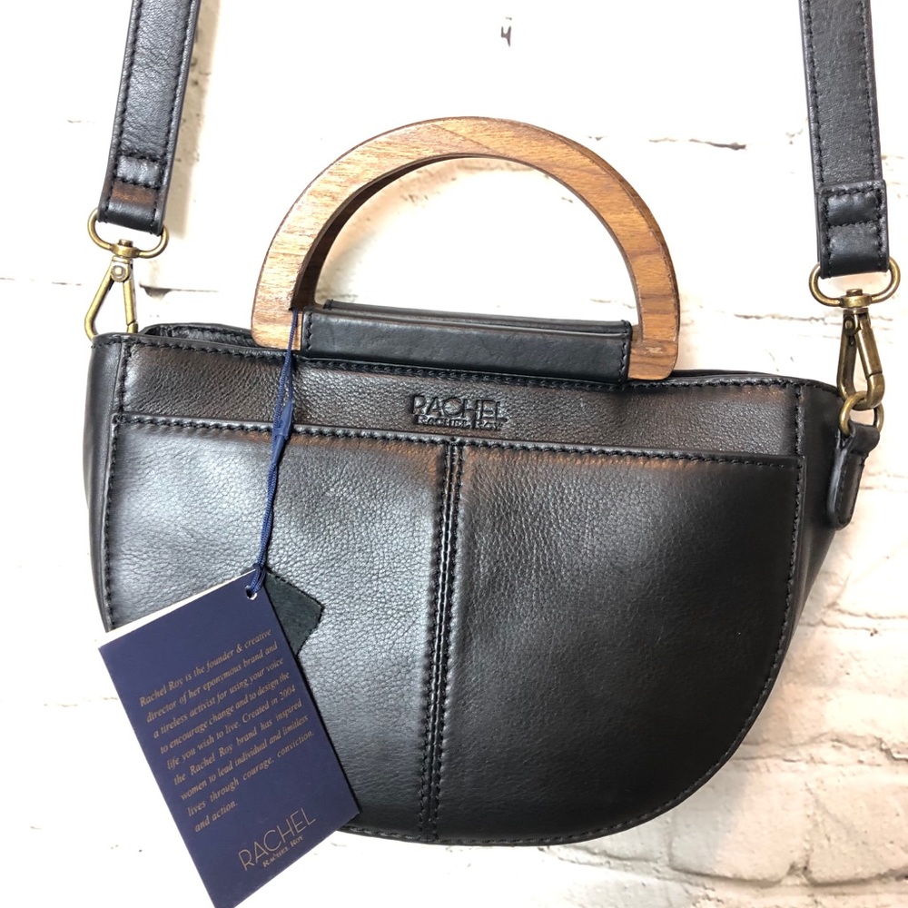 Rachel Roy Leather Crossbody Bag with Wood Handles